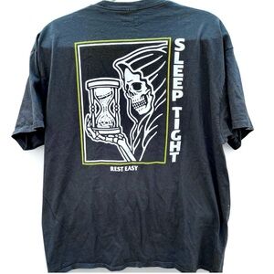 Sleep Tight Rest Easy Grim Reaper black graphic t-shirt Size XL